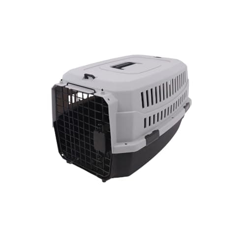Jambo Pet  Caixa de Transporte para Pets  Plástico e Metal  Grande  Cinza
