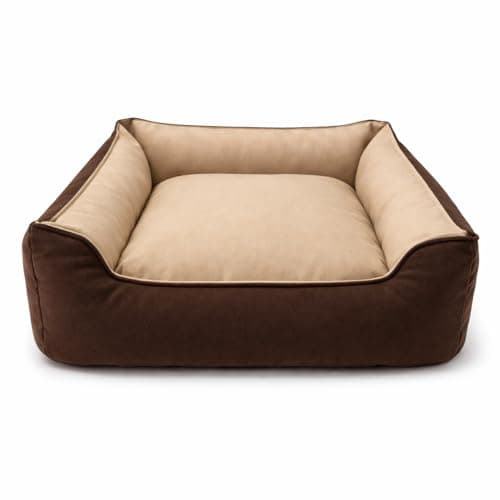 Pilu e Cia Cama Pet Premium Suede, Dupla Face, 50x50cm, Zíper para lavagem, Cães e Gatos (Marrom e Bege, M)