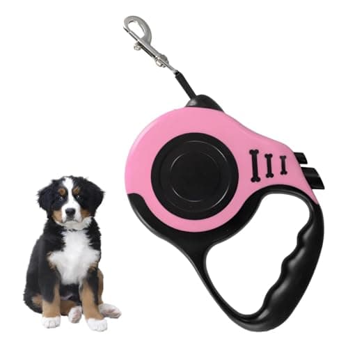 Guia Retrátil para Cachorros e Gatos 5m  Coleira com Trava de Segurança, Design Ergonômico e Qualidade Premium para Passeios  Cores Variadas (Rosa e Preto)