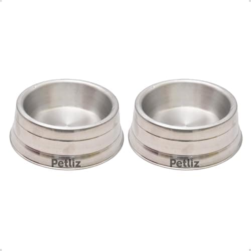 Kit 2 Comedouro Pesado Polido de Alumínio Resistente Antiderrapante para Cachorro Pequeno - 700ml
