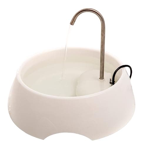 AMICUS - Fonte Bebedouro de Água Portátil AQUA MINI para Gatos e Cães - Fontes de Água para Pets, Bebedouro para Animais de Estimação - Adaptável, Aço Inoxidável, Bivolt - 1,2L de Capacidade - Branca