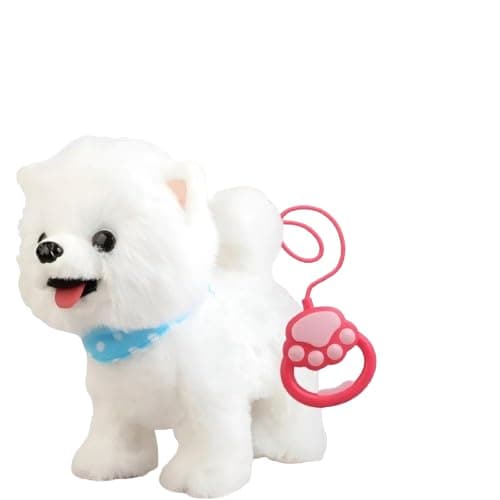 Cachorrinho de Pelúcia Interativo que Anda e Late  Brinquedo Realista Infantil com Controle em Formato de Patinha (Poodle)