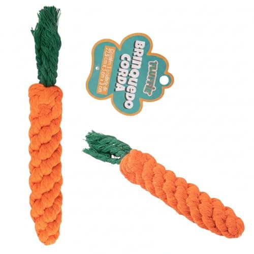 Brinquedo Corda Pet de Algodão Cenoura para Cachorro Limpeza Dental Mordedor Resistente para Cães Pequenos e Médios