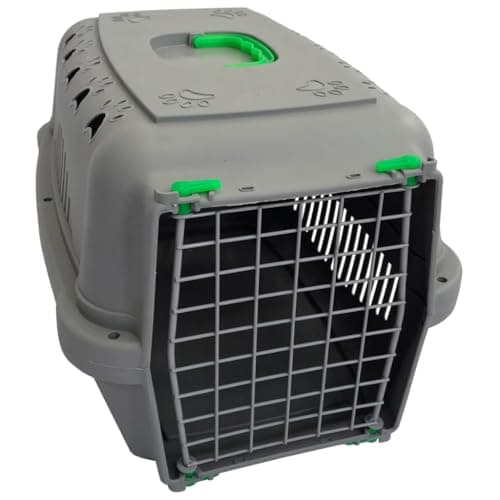 Caixa de Transporte Pet com Porta de Aço Reforçada, Grande Média Pequena N1 N2 N3, para Cachorro Gato Coelho até 15kg, Ventilada e Resistente(Verde,N 3 - Animais até 15Kg)