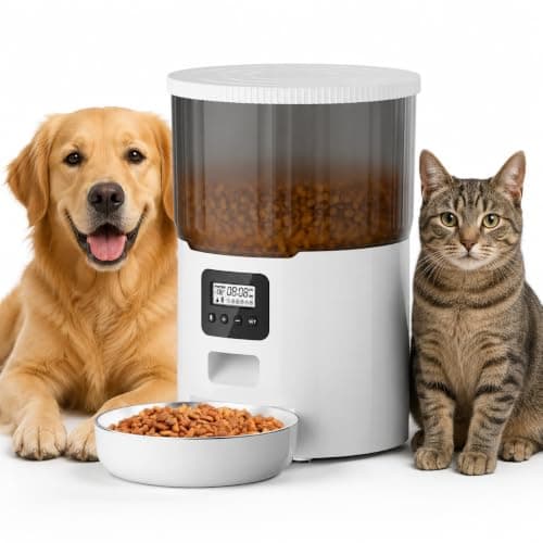 Alimentador Comedouro Automatico De Ração Para Cães E Gatos Dispensador Fácil Limpeza - 4L Alimentador temporizado 06 refeções e Controle de Porções
