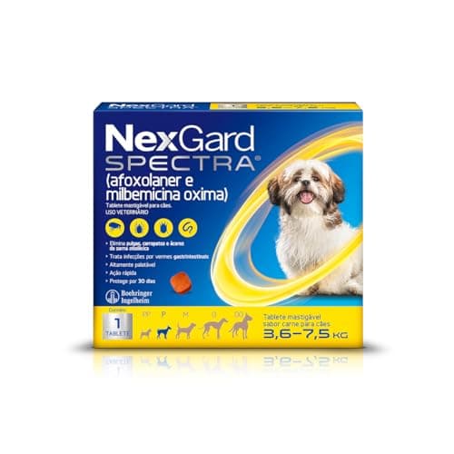 NexGard Spectra Antipulgas e Vermífugo para Cães de 3,6 a 7,5 kg  1 Tablete