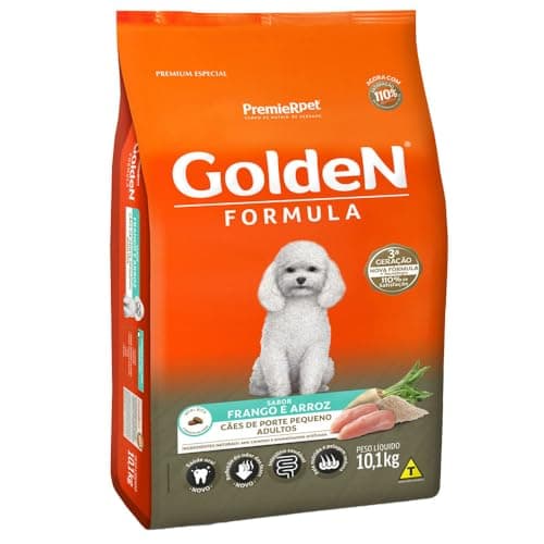 Golden - Ração Fórmula Mini Bits para Cães Adultos de Pequeno Porte Sabor Frango e Arroz - 10,1kg Premier Pet para Todas Pequeno Adulto -