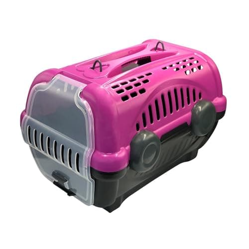 Furacão Pet Luxo Caixa de Transporte, Rosa/Cinza, 2