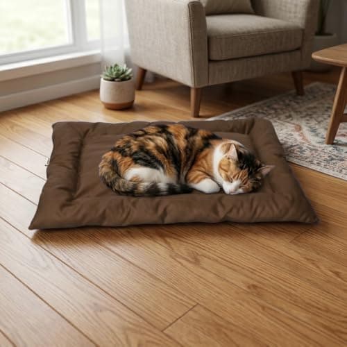 Cama Caminha Colchonete Marrom PP 50x40cm para Cachorro e Gato de Suede Lavável Almofada Pet Macia Confortável