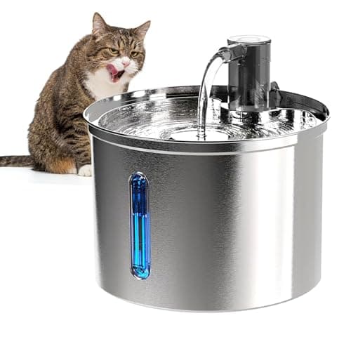 Bebedouro Fonte Água 3L Filtro Silenciosa Inox Para Gatos Cães Filtragem Automática, Fonte de água para Gatos-Janela de nível de água,Bivolt