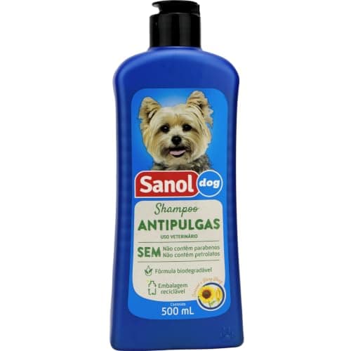 Sanol Dog, Shampoo para cães, Antipulgas, Aroma Girassol & Ylang Ylang, 500ml