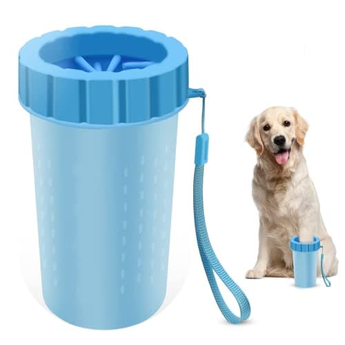 Limpador de patas de cachorro, copo de lavagem de pata de cachorro, escova de limpeza de animais de estimação portátil 2 em 1 limpador de pés para cães com pata lamacenta, limpador