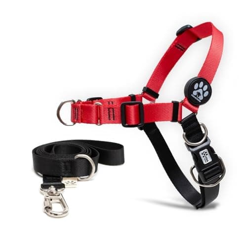 Peitoral Antipuxão para Cachorro com guia (G, Coral)