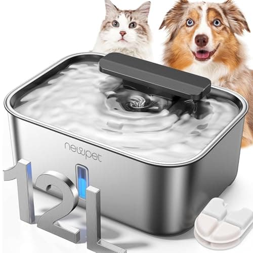 12L Fonte de água para Cães Grande Porte Tigela de água de Aço Inoxidável - Fonte de água Super Silenciosa para Gatos Grandes com Nível de água Visual, Bivolt