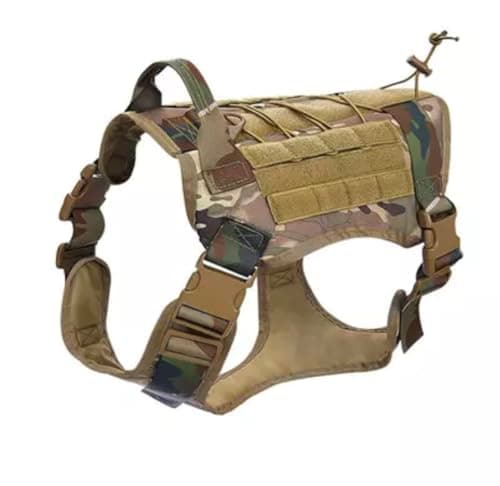 Colete Tático Militar Pet Premium Peitoral para Cachorros Modelo Coleira grande para cães (Peito e costas em camuflagem, L)