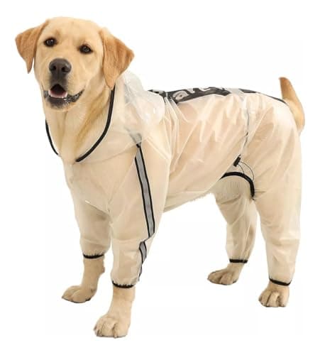 Roupas para Cães, Capa de Chuva Pet Impermeável Proteção Cachorro Grande Médio Pequeno Porte Passeio Chuva(Branco transparente,XL)