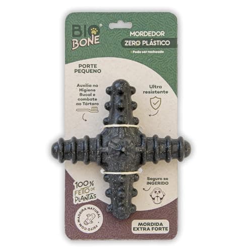 Biobone Mordedor Natural Pequeno Asterisco para Cães feito com Fibra de Madeira - Zero Plástico
