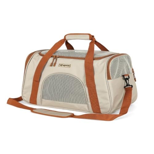 Bolsa de Transporte Up4You para Cães e Gatos  Bege, Leve, Dobrável e Ventilada