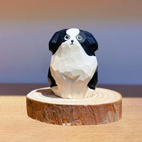 Estatueta de Border Collie em miniatura feita à mão, esculpida à mão, colecionável, prateleira de mesa, decoração de escritório em casa, aniversário ideal para donos de Border Collie e amantes de cães