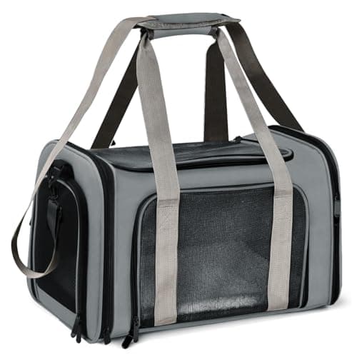 Bolsa Transporte Pet Ventilação em 4 lados 42  26  27 cm Não Se Deforma Facilmente Bolsa Transporte Pet Avião com Zíper liso Portátil  Bolsa de Mão Python Fly Cinza