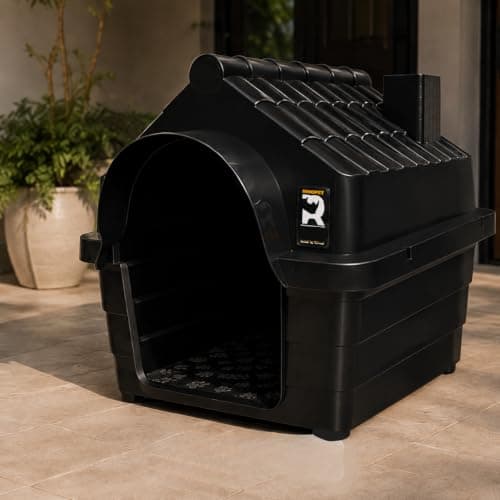 Casinha Grande Plástico Reforçada Desmontável para Cachorro N4 a N6 Rinopet (Preto, N4)