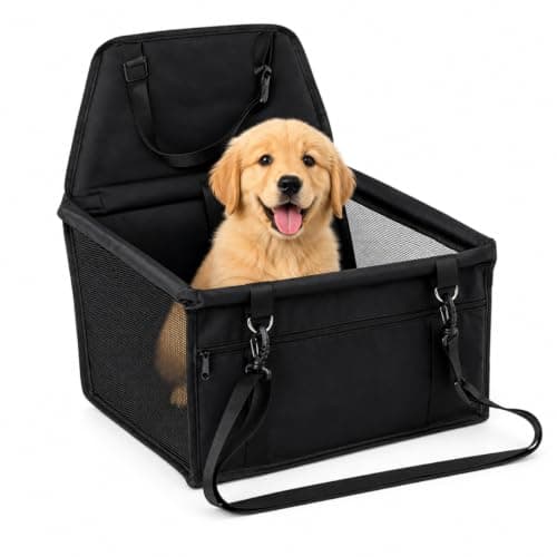 Cadeirinha de Transporte Pet para Carro Dobrável e Impermeável  Assento Elevatório para Cachorros e Gatos Pequenos com Cinto de Segurança, suporta animais de até 10 kg