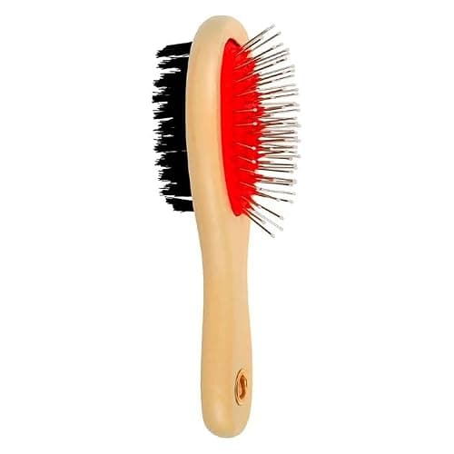 Escova Pet Dupla Face para Cães e Gatos, com Cerdas e Pinos Metálicos, 17cm