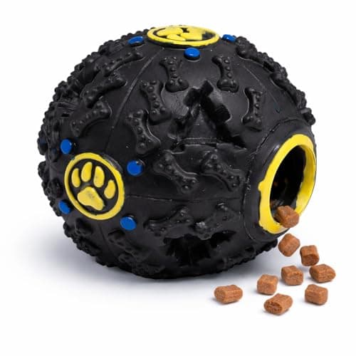 Bola Interativa para Cães com Dispenser de Petiscos  Brinquedo Inteligente Anti Tédio para Cachorro  Estimula a Mente e Reduz Ansiedade  Borracha Resistente (Preto)