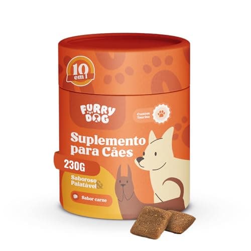 Suplemento Vitamínico para Cachorro FURRY DOG  Saboroso e Palatável com Ômega 3 e 6, Condroitina e Taurina  Apoio às Articulações, Imunidade e Energia, Pelo e Derme  230g
