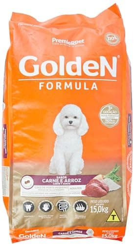 Ração Golden Fórmula Mini Bits para Cães Adultos Pequeno Porte Sabor Carne e Arroz, 15kg Premier Pet Para Todas Pequeno Adulto,
