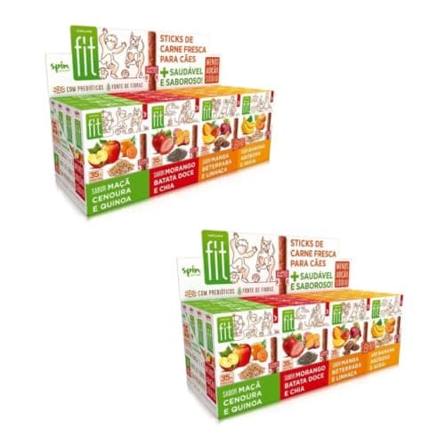 KIT 16 Unidades Petisco para Cães Super Macio Spin Fit 4 Sabores