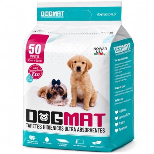 DOGMAT Tapete Higiênico para Cachorro 50 Unidades 60x60 6 Camadas