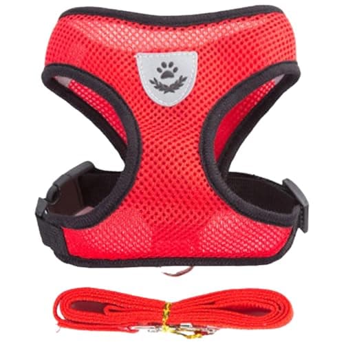 Coleira Peitoral Anti Puxão com Guia para Cães e Gatos  Ideal para Filhotes, Pinscher, Shi Tzu e Raças de Porte Pequeno a Médio  NEXUS MARKET (GG, VERMELHO)