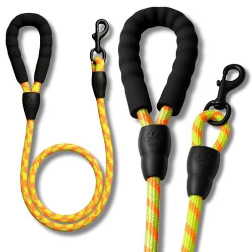 Guia Para Cachorros de Passeio Cães Pet - Corda Reforçada e Resistente - Alça Acolchoada e Mosquetão - 1,20 Metros (Laranja)