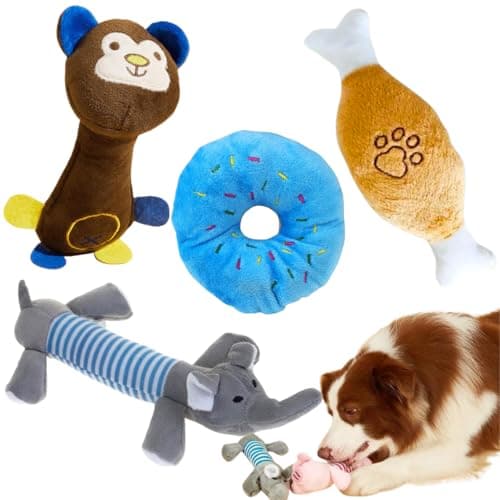 Kit 4 brinquedo mordedor pelucia Pet com barulho cachorro gato (Azul)