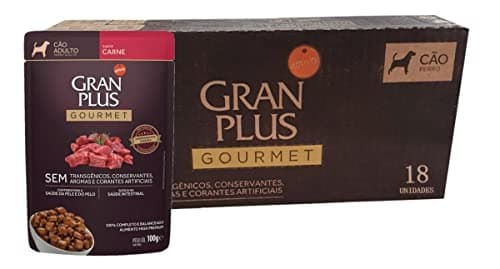 GRANPLUS SACHÊ GOURMET CAO ADULTO CARNE 100g - pack com 18 unidades