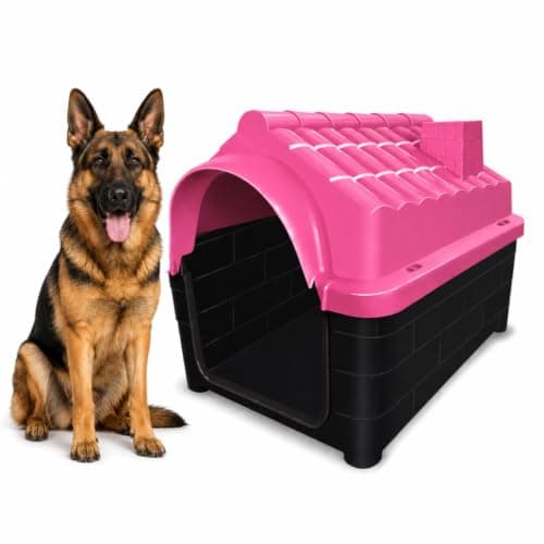 Casinha Plástica para Cachorro Grande e Médio N6 N7 N8 N9 Resistente(Rosa,N6)