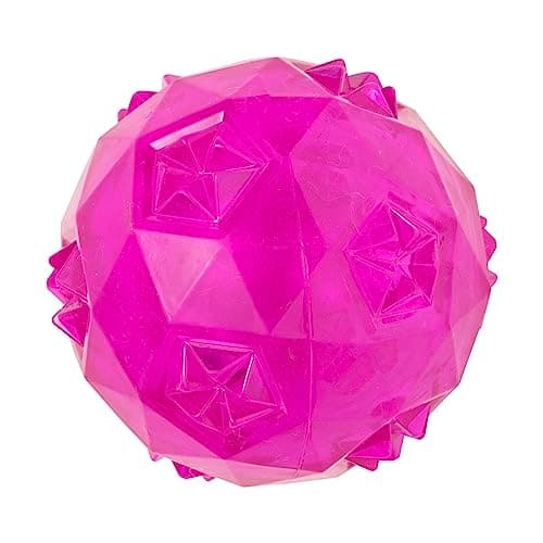 Jambo Pet, Bola TPR Diamond, Com Efeito Sonoro, Ideal Para Cães, Flexível e Macio Para a Mordida, Reduz Estresse, Tamanho e Cores Sortidas (Grande, Rosa)