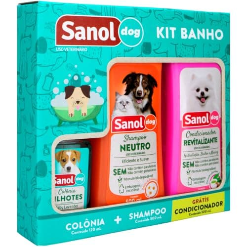Sanol Dog Kit - Shampoo / Condicionador / Ganhe 1 Colônia Variado Verde