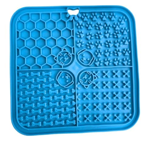 Tapete Lambe Lambe para Cães e Gatos, Brinquedo Interativo Antiansiedade, Estimulador de Alimentação Lenta, Silicone Verde (Azul)