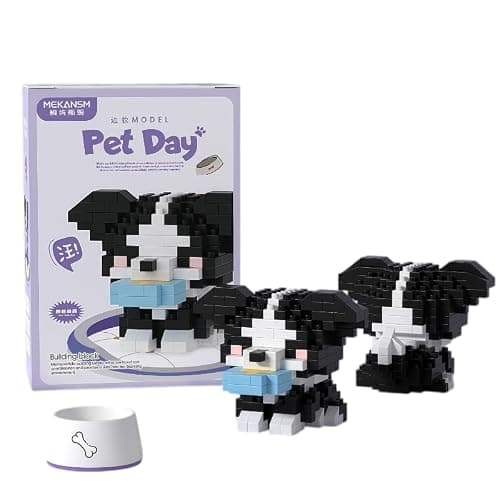 Adorable Doggie (Border Collie) DIY Micro Figurine - 225Pcs Exquisite Pet Day Collection, Miniature Dog Model for Desk Decor & Creative Assembly Project