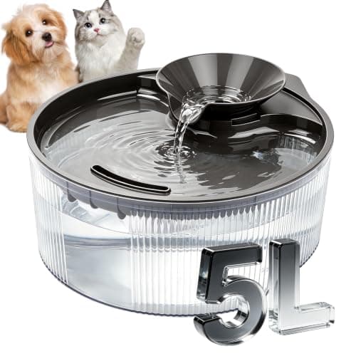 Mstail Fonte de Agua para Gato com Filtro 5L, Bebedouro Automático para Cães e Gatos Silenciosa Transparente Bebedouro Fonte De Água Para Cães Gatos Elétrico Pet