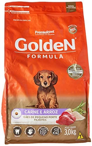 Ração Golden Fórmula Mini Bits para Cães Filhotes Raças Pequenas Sabor Carne e Arroz, 3kg Premier Pet Para Todas Pequeno Filhotes,