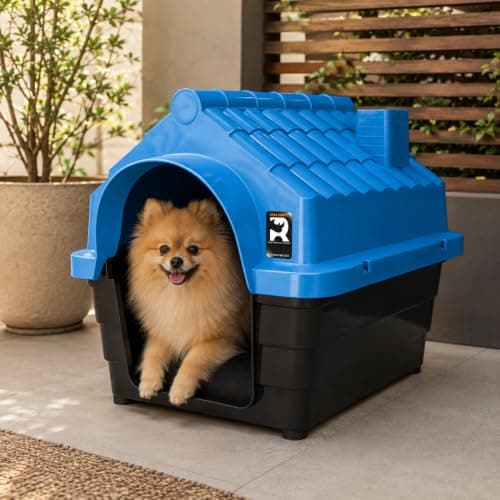 Casinha para Cachorro Azul MecPet N3 em Plástico  Abrigo Pet para Cães, Uso Interno e Externo