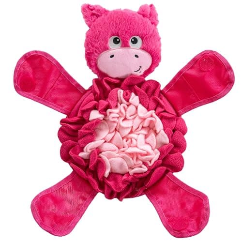 Outward Hound Nina Ottosson Snuffle Palz Interactive Plush Dog Puzzle and Snuffle Mat for Dogs, Non-Slip Snuffle Mat, Dog Enrichment Toys, Plush, Pig, Pink, Large