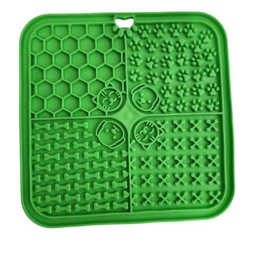 Tapete Lambe Lambe para Cães e Gatos, Brinquedo Interativo Antiansiedade, Estimulador de Alimentação Lenta, Silicone Verde (Verde)