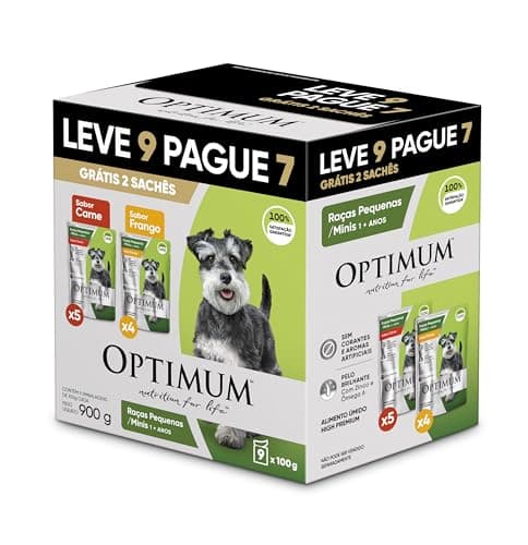 Ração Úmida Optimum Sachê para Cães Adultos Raças Pequenas e Minis Frango e Carne 100g - LEVE 9 PAGUE 7