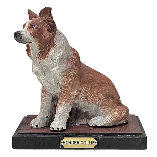 Cachorro Cão Estátua Enfeite Resina Estatueta Border Collie (Marrom)