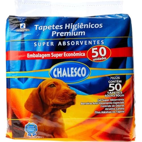 Chalesco Tapete Higiênico Premium para Cães 90 x 60 cm  Super Absorção, Controle de Odores e Base Antivazamento  50 Unidades