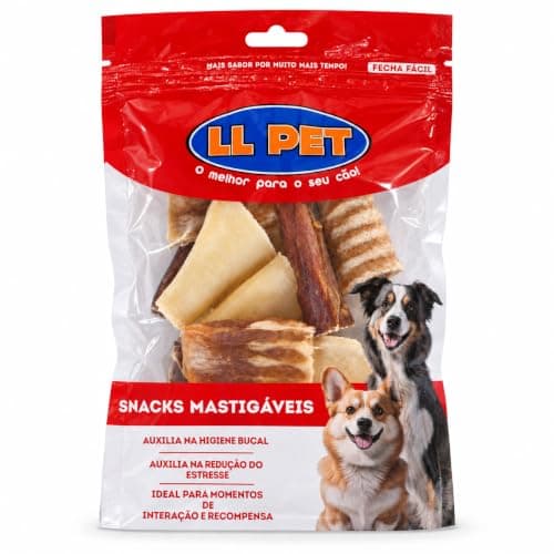 Petisco Misto Bovino para Cães 100 Natural Orelha, Traqueia, Esôfago - 50g